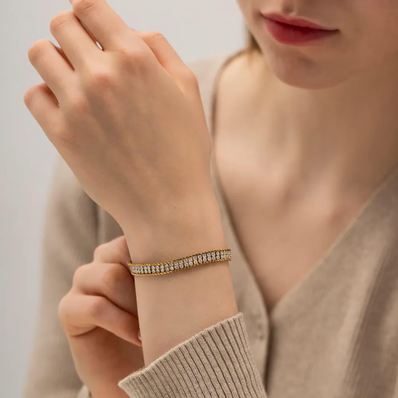 Elegant Gold Color Tennis Bracelet with Cubic Zirconia | AAS Collection