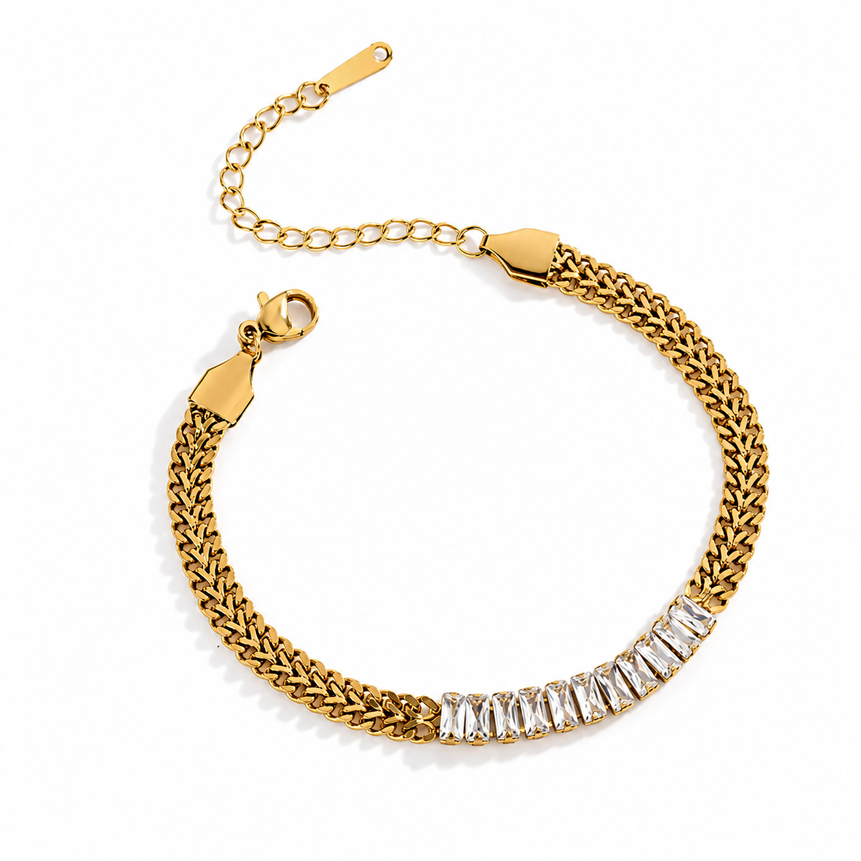 Gold Color Crystal Link Bracelet – Elegant Women's Bracelet | AAS Collection