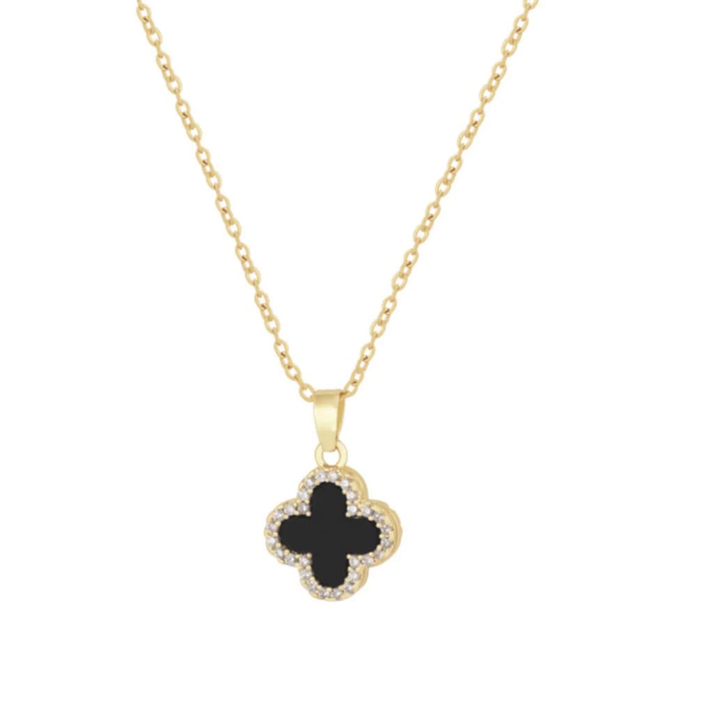 Four Leaf Clover Pendant Necklace – Black & White | AAS Collection
