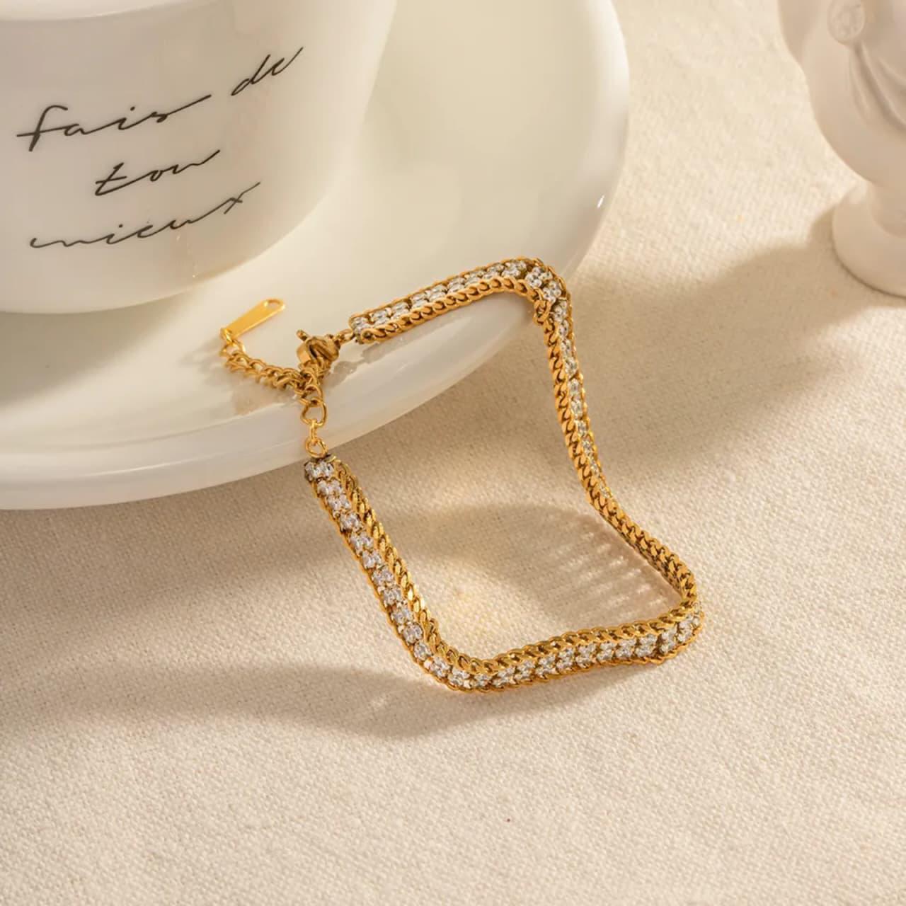 Elegant Gold Color Tennis Bracelet with Cubic Zirconia | AAS Collection