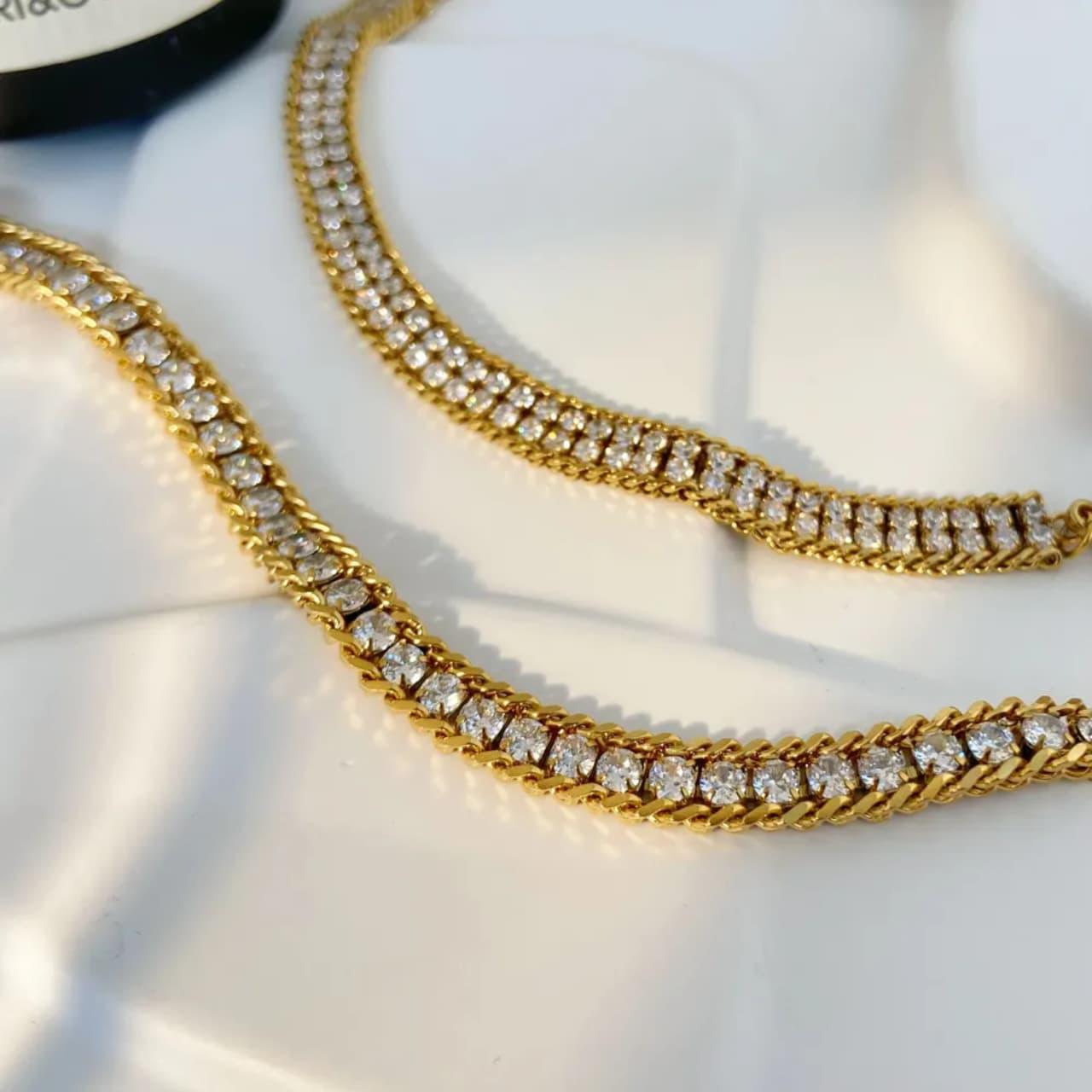 Elegant Gold Color Tennis Bracelet with Cubic Zirconia | AAS Collection
