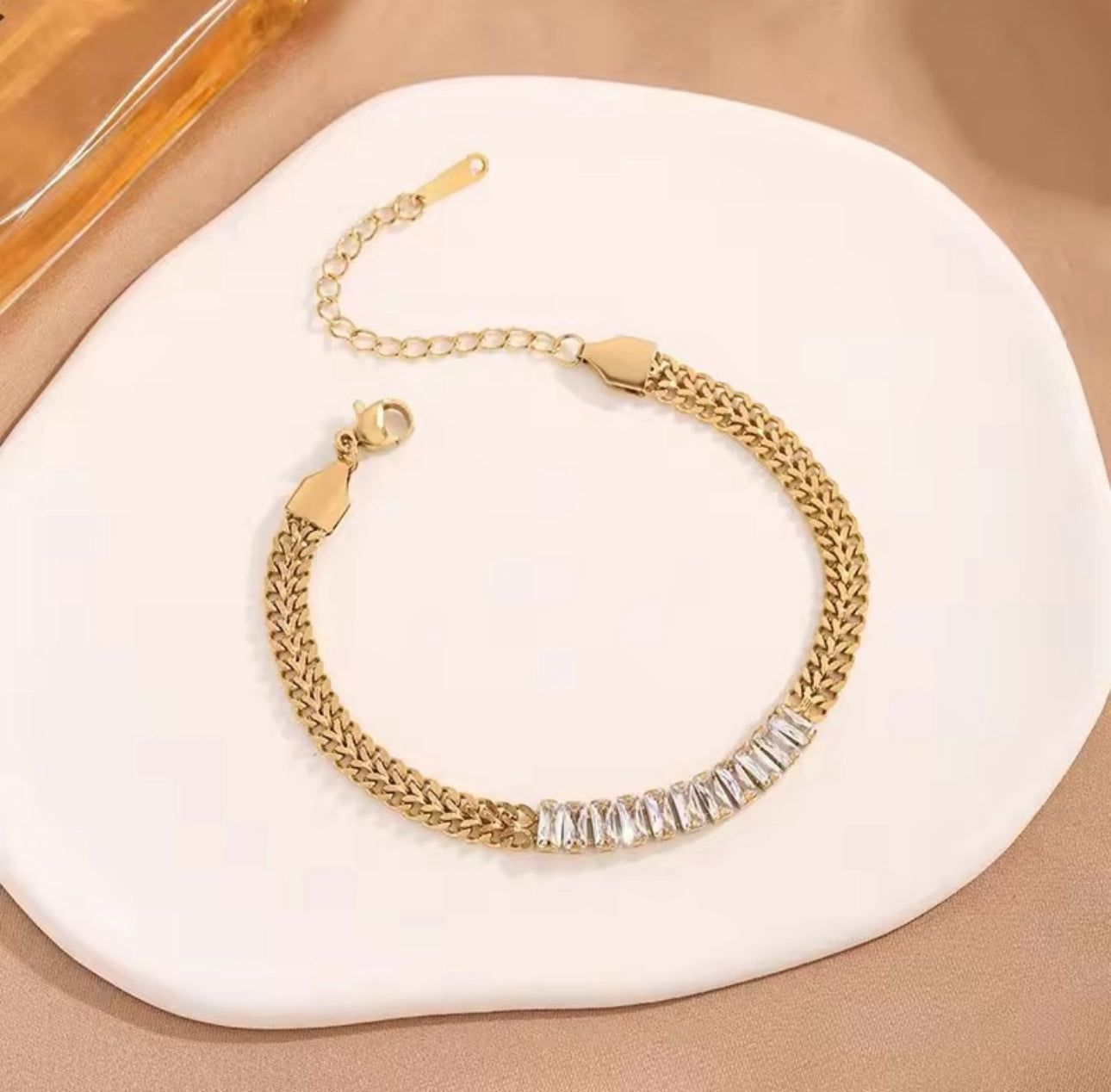 Gold Color Crystal Link Bracelet – Elegant Women's Bracelet | AAS Collection